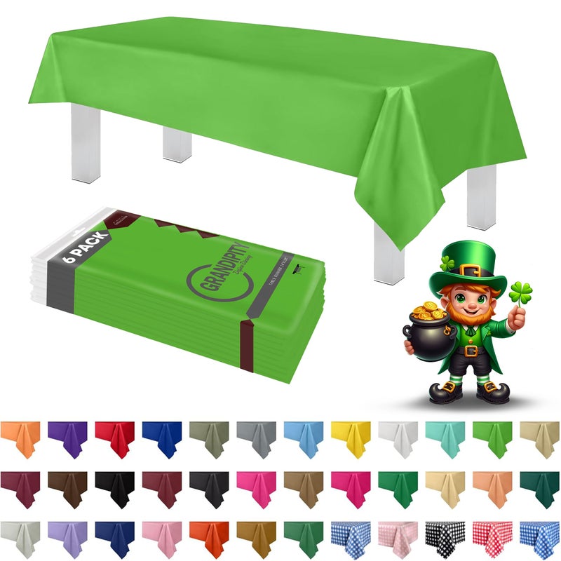 Grandipity Lime Green Plastic Table Cloth Disposable (6 Pk) 54in x 108in Plastic Tablecloths for Rectangle Tables - Premium Party Table Cloths Disposable for 6ft to 8ft Rectangle Tables - Image 2